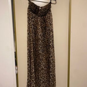 Strapless cheetah maxi dress size small